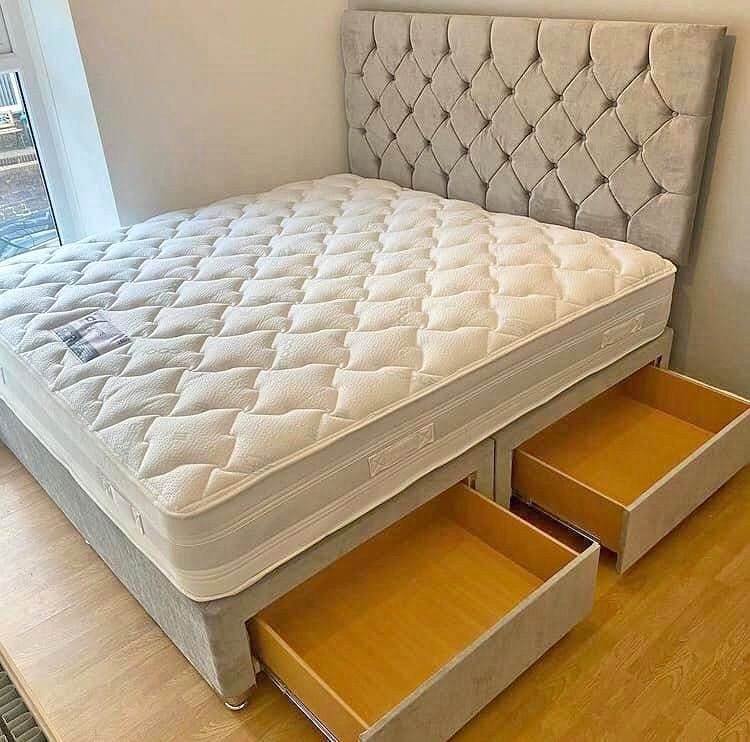 🌈🌈Wow Offer🌈🌈New Super King Divan Base, Bed w Deep quilt mattress. Opt Headboard And Drawers ]]]