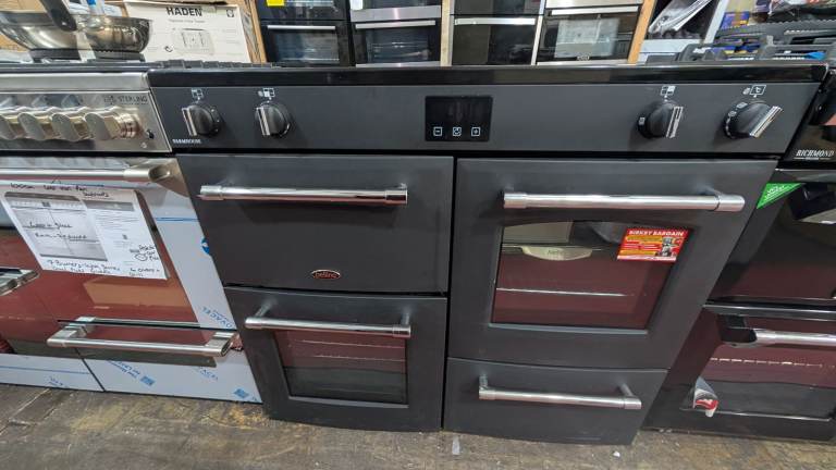 BELLING 100CM ANTHRACITE FARMHOUSE INDUCTION RANGE COOKER-5 ZONES-2 OVENS-GRILL-STORAGE-EX DISPLAY