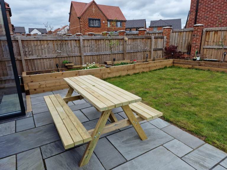 Adult picnic bench table premium quality upgraded version comfier seat 3 sizes, free delivery