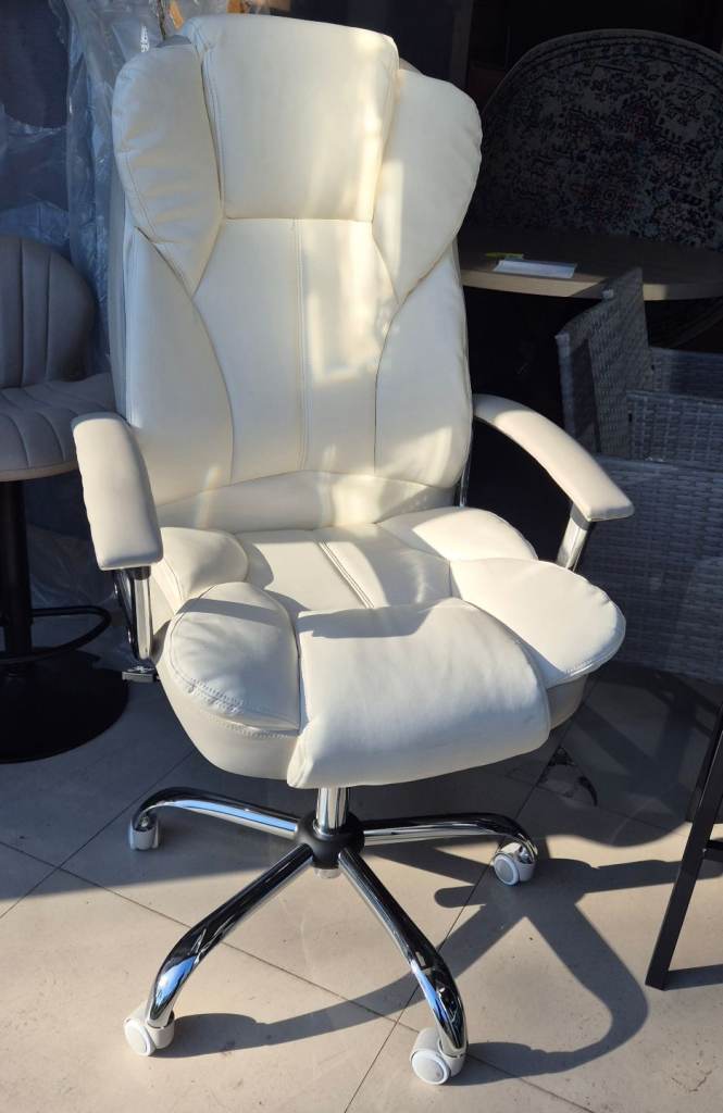 Cream&grey leather Office Chair 