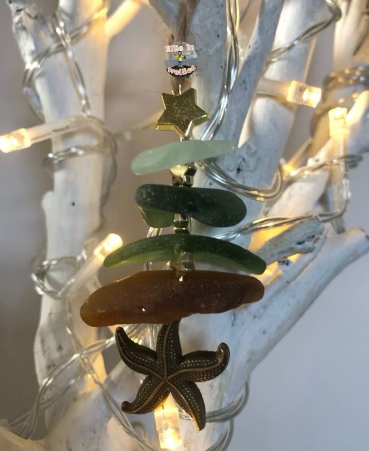 image for A unique handmade sea glass Christmas decoration