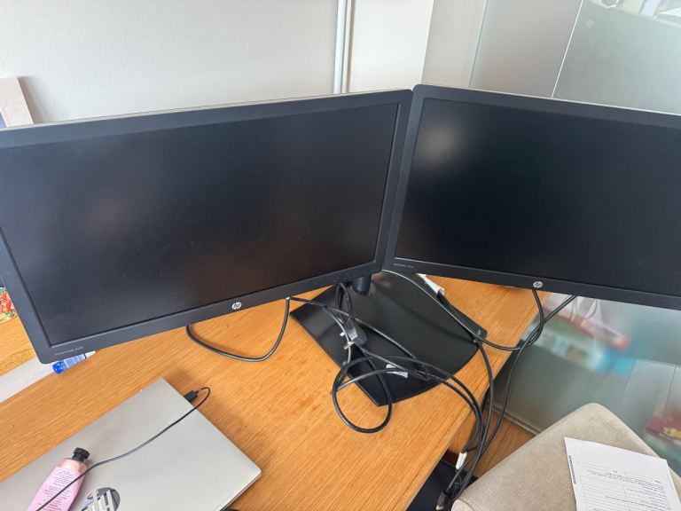 HP Computer Monitors x2 – Good Condition, Black