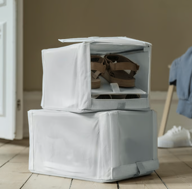 30% off 10 IKEA shoe boxes for up to 20 pairs of shoes white/grey fabric wardrobe