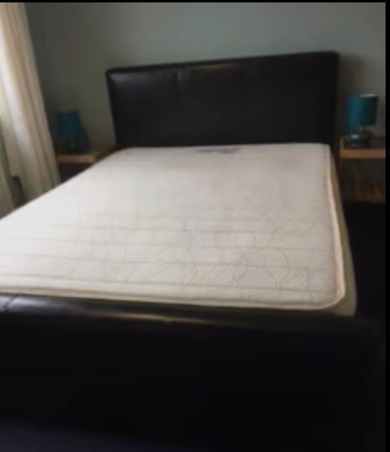 image for Faux leather double bed frame