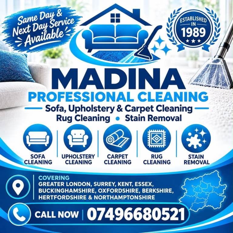 🌟 Madina Professional Cleaning Services | Carpets, Sofas, Rugs & Stain Removal | Est. 1989 🌟