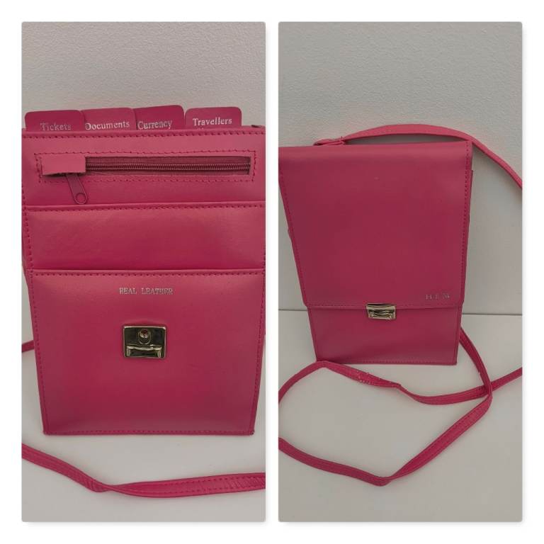 Pink leather travel documents wallet £3
