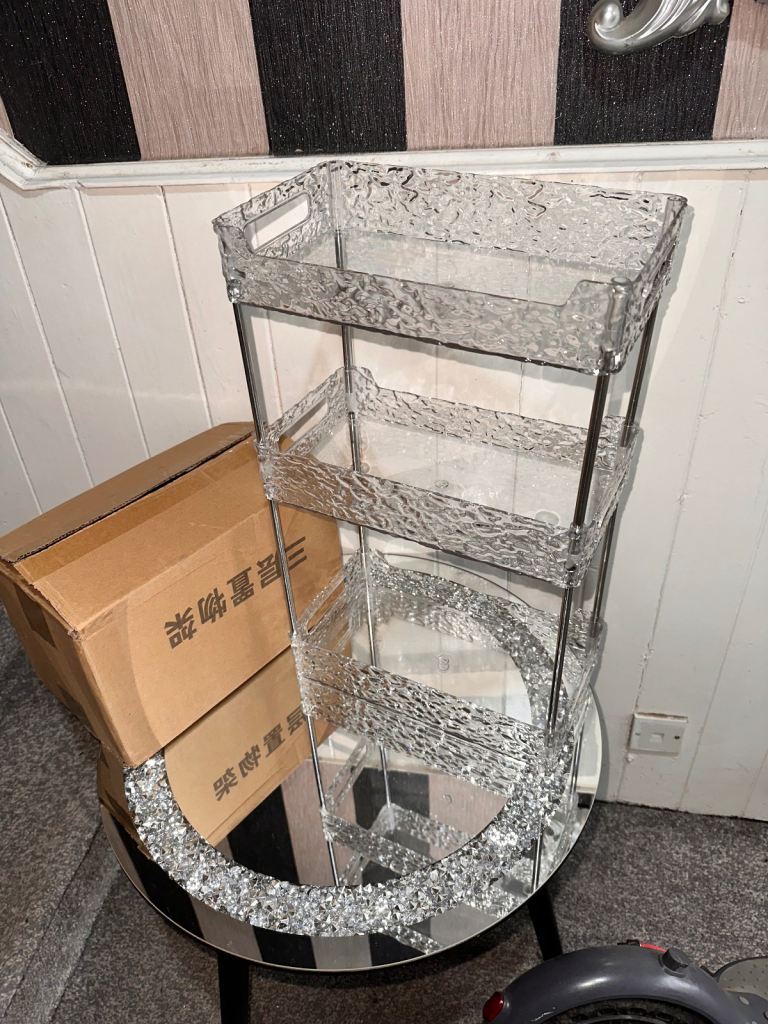 Large 3 tires 360 degree rotating makeup/perfume organisers perfume storage 2 tires corner shelf