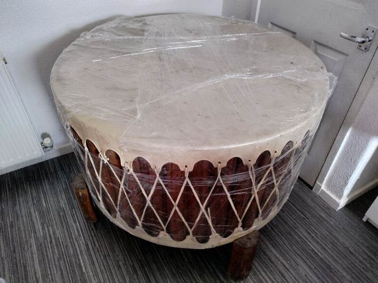 Giant Round Pow-wow Table Drum on Legs - Good Condition
