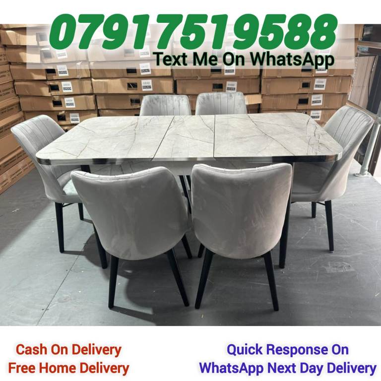 wooden, Gold And Glass dining Table with 4-6 Chairs