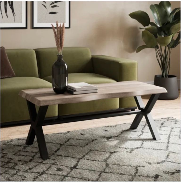 Modern Wooden Coffee Table with Metal Legs