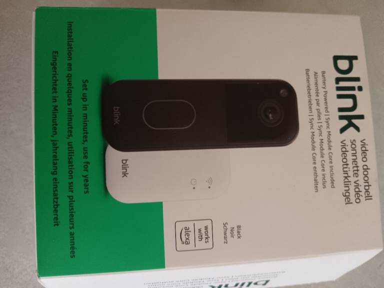 Blink Video Doorbell with Sync Module 2 – Black, New