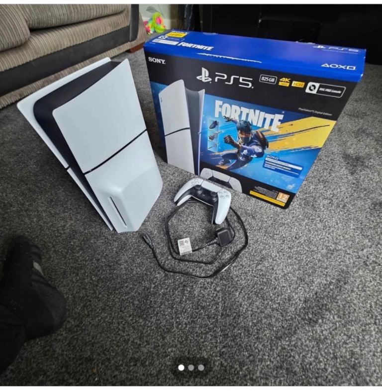 PlayStation 5, Slim Disk, 2 Controllers. Fortnight Box, With Receipt & Warranty