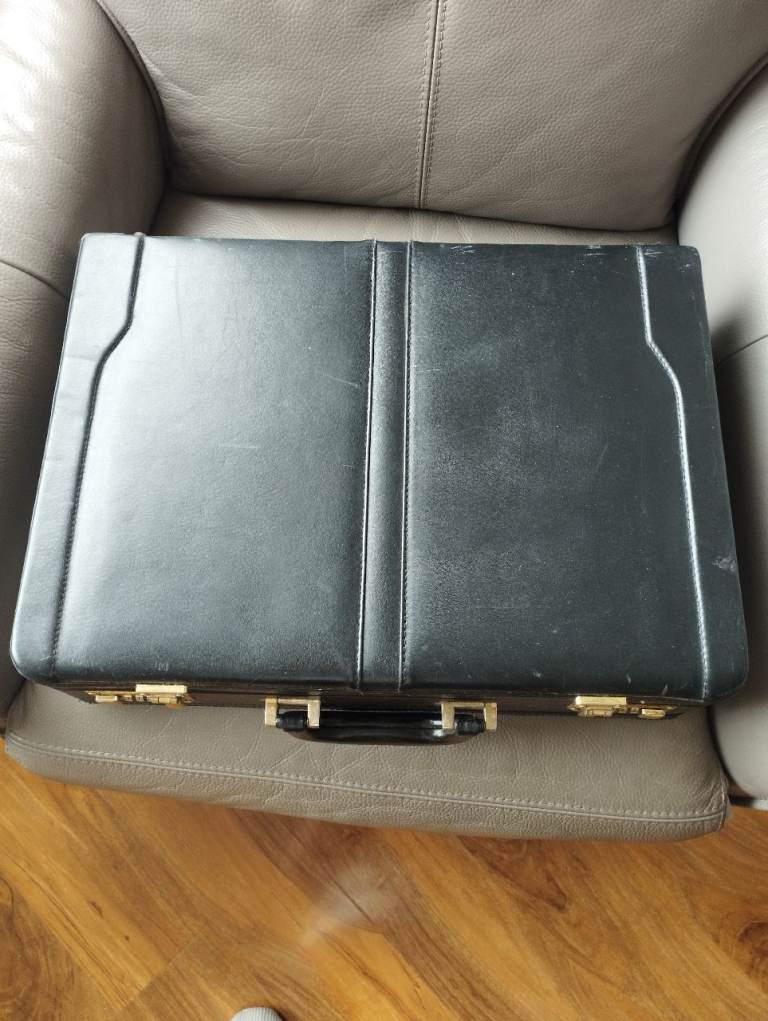 Vintage Black Leather Pilots Brief Case 