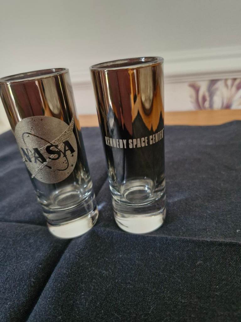 NASA Kennedy Space Center Shot Glasses - Set of 2, As Good As New