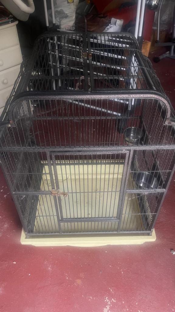 Large Black Metal Bird Cage - Fair Condition