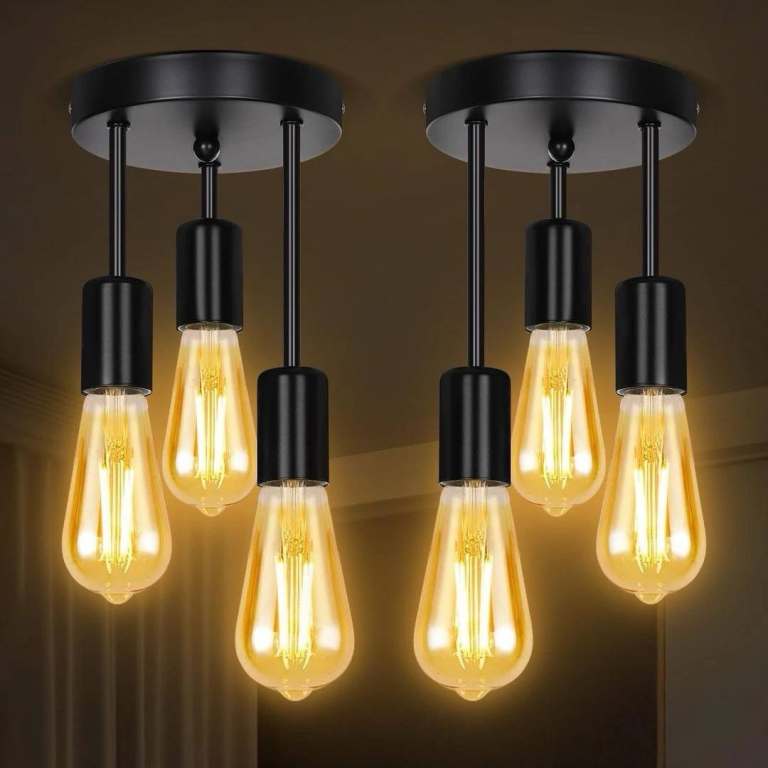 Ceiling Lights Fittings 3 Way Ceiling Light with E27 Base,Black Kitchen Light