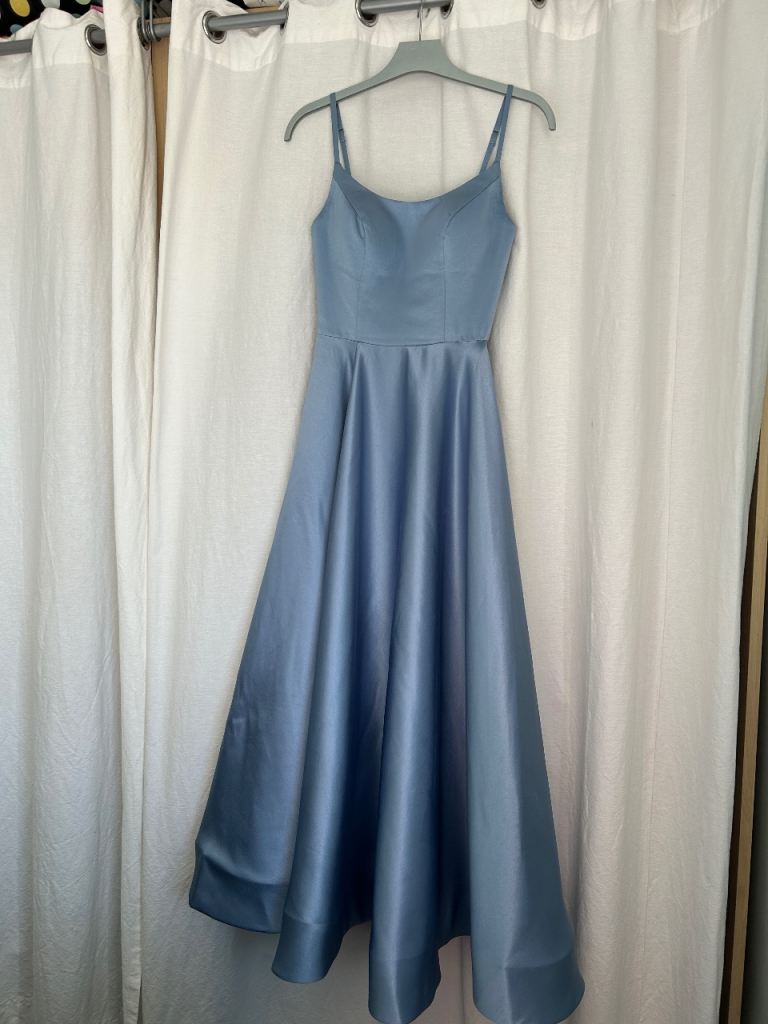 Stacees XS satin prom dress in dusty blue
