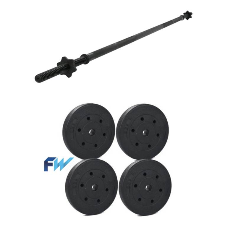 4 x 5kg vinyl weight plates brand-new in boxes and a free 5ft Barbell Bar