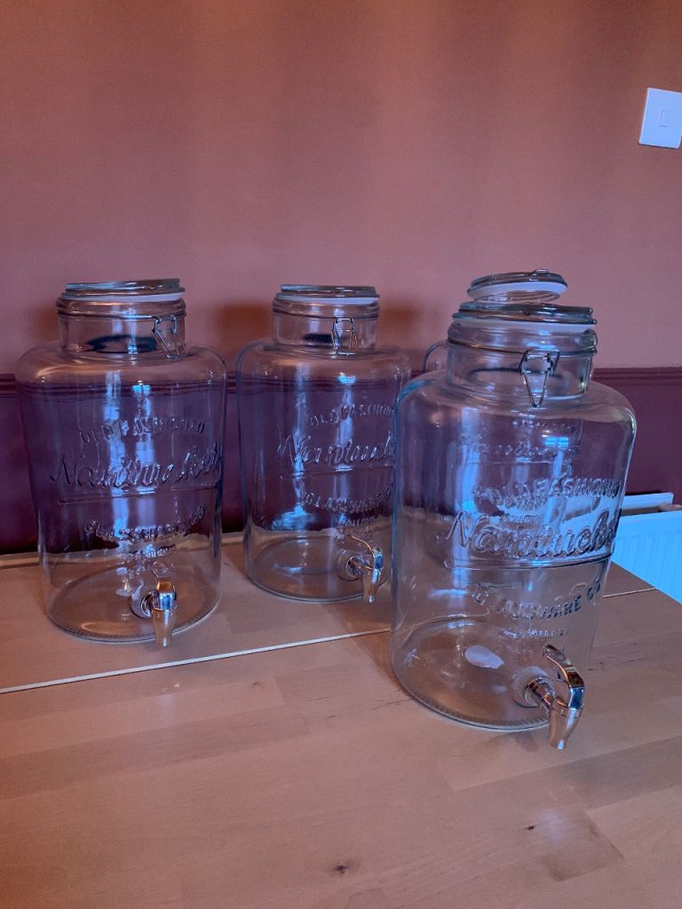 4 x glass mason jar drinks dispensers (8.5L)