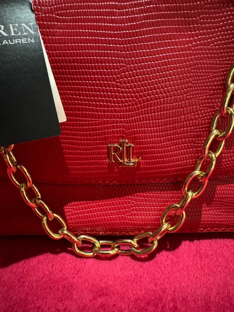 Ralph Lauren Red Bag with Gold Chain