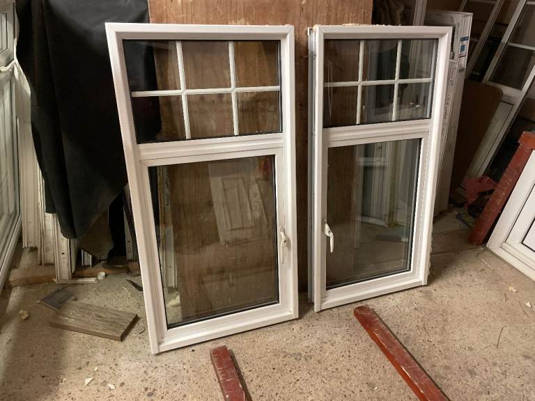 H 126.5 x W 66 cm - MATCHING PAIR - £80 EACH - MODERN ALUMINIUM DOUBLE GLAZED GEORGIAN WINDOWS