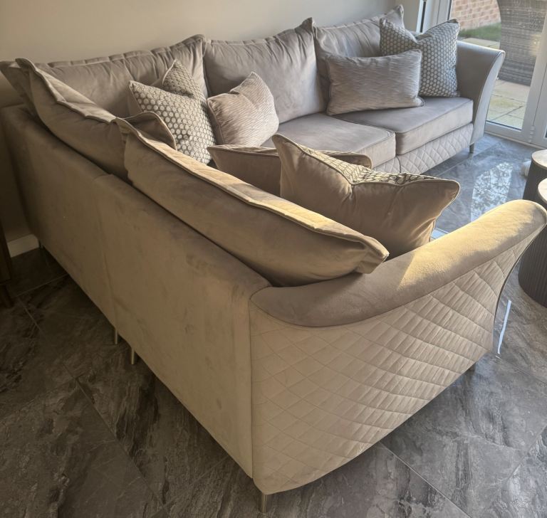 Sofology Shimmer plush silver corner sofa