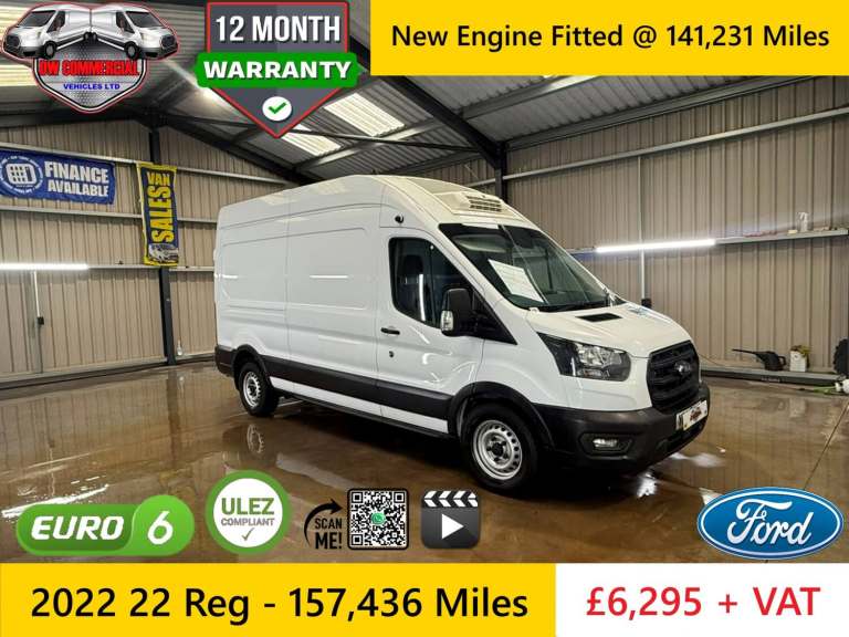 2022 22 Reg Ford Transit 350 L3H3 130BHP EcoBlue Fridge Van + VAT