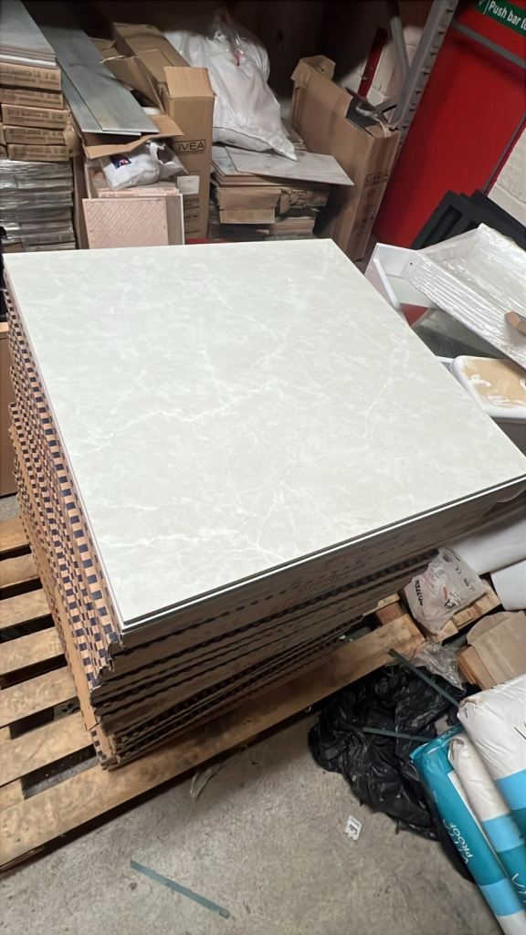 Large Quantity Grey Marble Effect Floor/Wall 600x600 Tiles - NEW