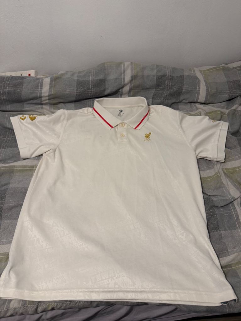 Liverpool FC Polo Shirt White/Gold – Clean Condition