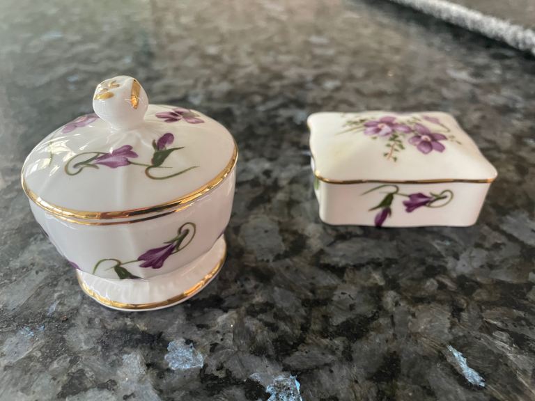 Pair of Hammersley bone china trinket boxes