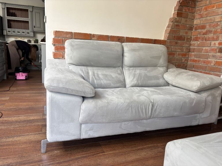 Comfortable Grey Suede-Look 2-Seater Sofa