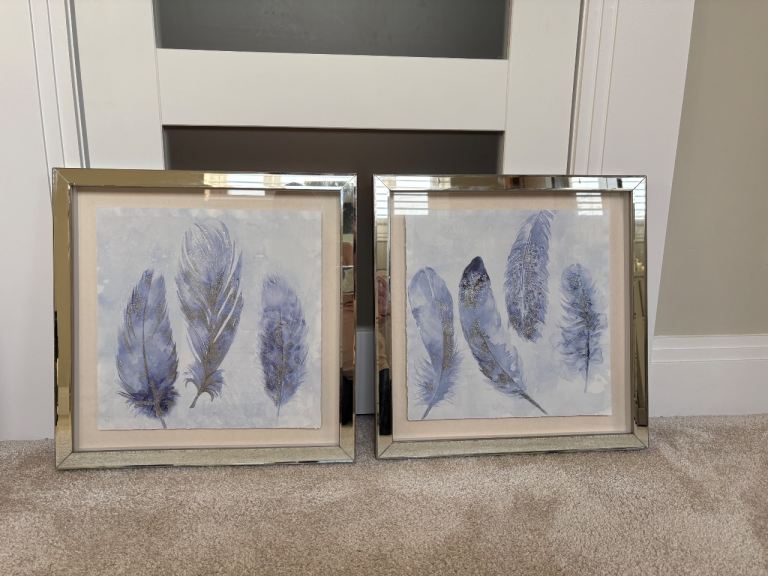 Set of 2 mirrored framed wall art 