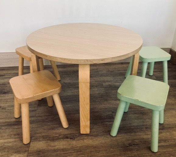 Children’s Wooden Table & 4 Stools