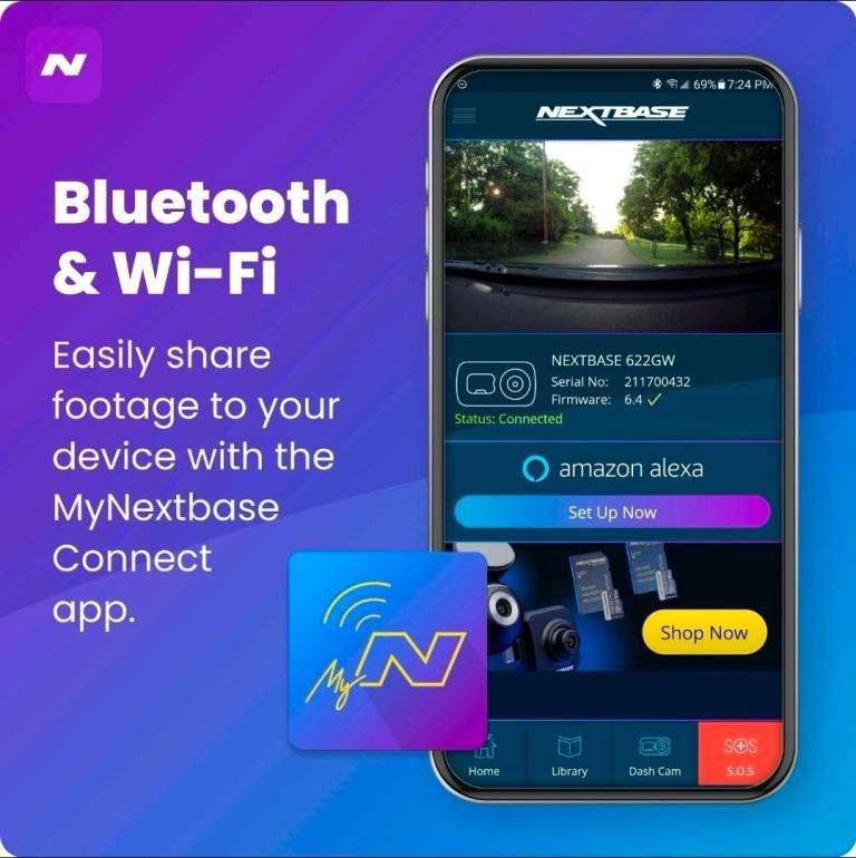 Nextbase 522GW Dash Cam 2K, 1440p/30fps, GPS. 