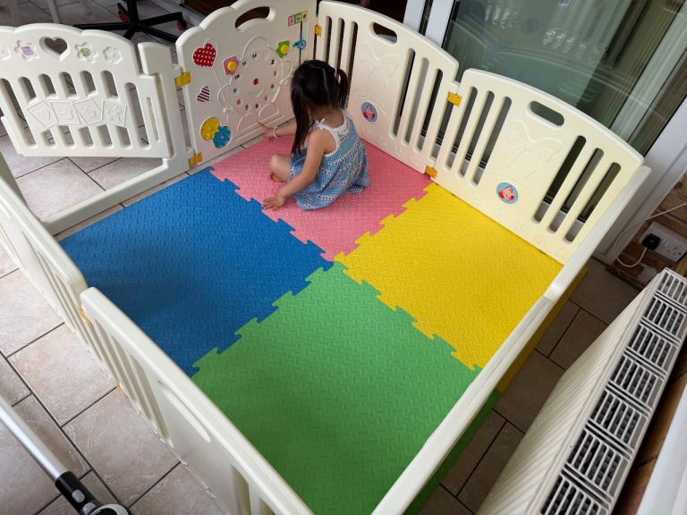 Baby Playpen with Interlocking Floor Mats – Good Condition