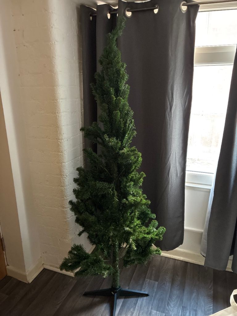 6ft Artificial Christmas Tree – Green, Good Condition