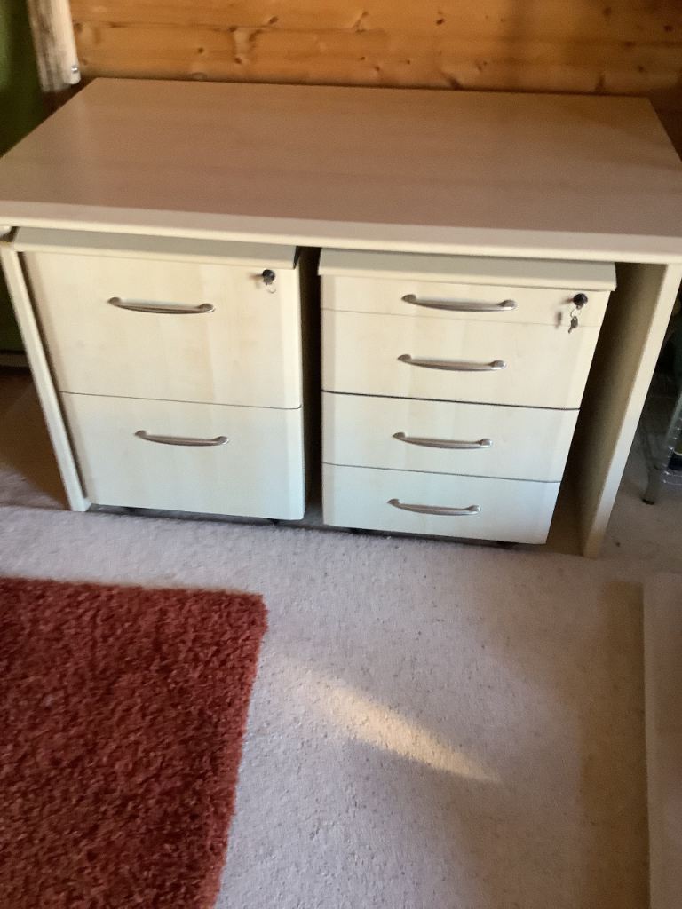 Desk and filing cabinets