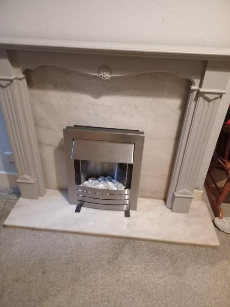 Solid Marble Fireplace,Surround & fire
