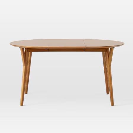 West Elm Mid-Century Modern Round Extendable Dining Table + four chairs