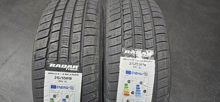 215 55 18   2 x NEW!! tyres Radar Dimax 4 Season