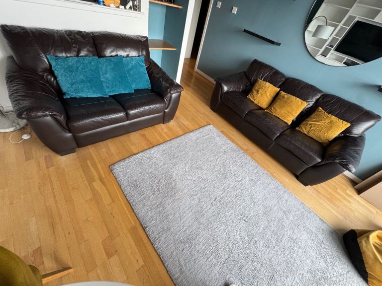 2 x Chocolate Brown Sofas