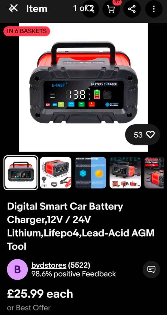 Battery Charger 12v/24v/29.2v (BNIB)