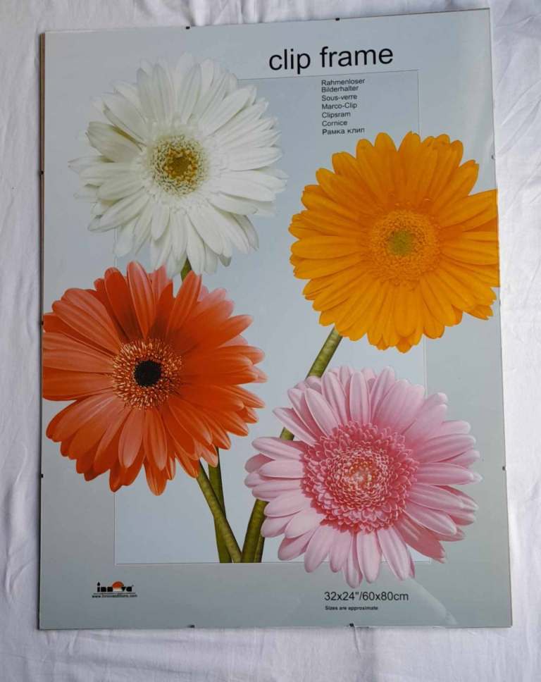 Large clip frame with plastic safety glass and clips (not a picture)