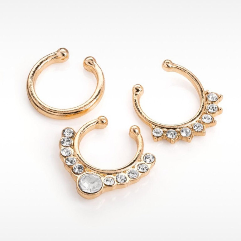 Three pieces gold colour Faux Septum Nose Rings 