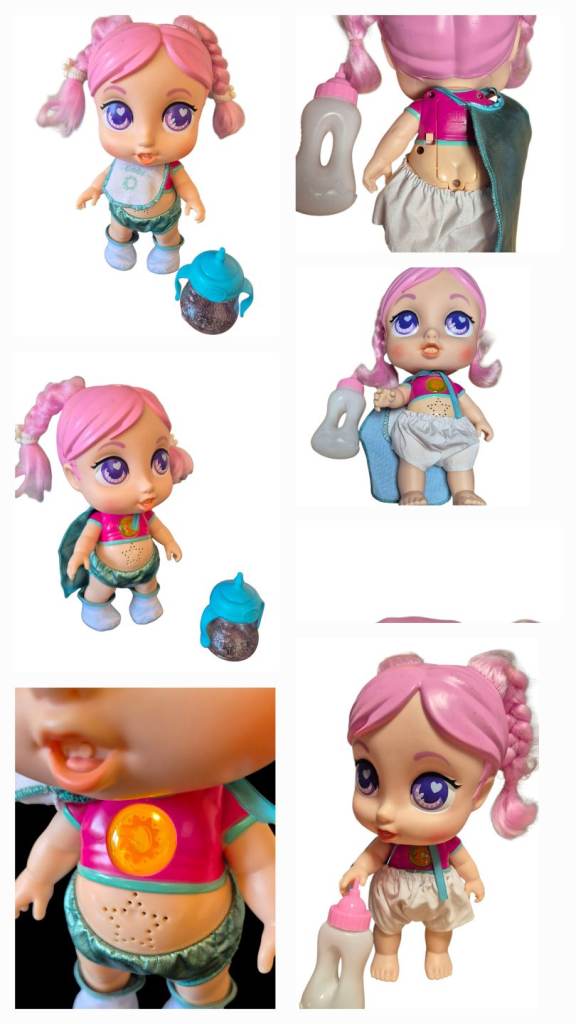 2 x glitzy dolls with accessories and bottles smoke and pet free home