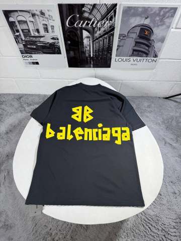 Balenciaga Black T-Shirt with Yellow Logo - Brand New Condition