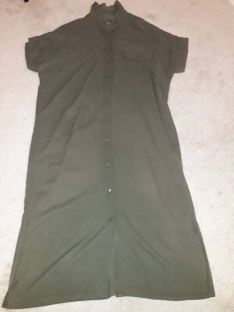 Primark Green Coloured Ladies Short Sleeved Shirt Dress (Size 10)