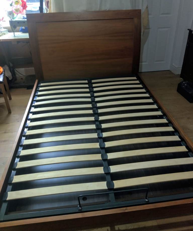 Double Solid Oak Wooden Ottoman Bed Frame (£100) (SAME DAY DELIVERY AVAILABLE)