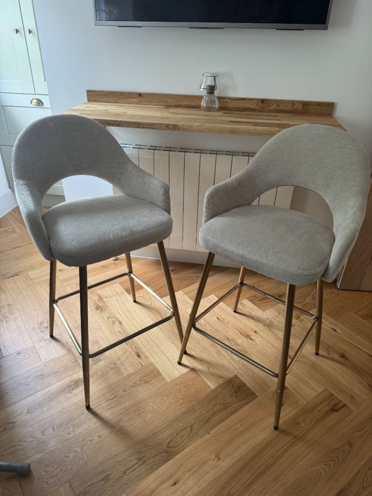 Beige & Gold Leg Bar Stools