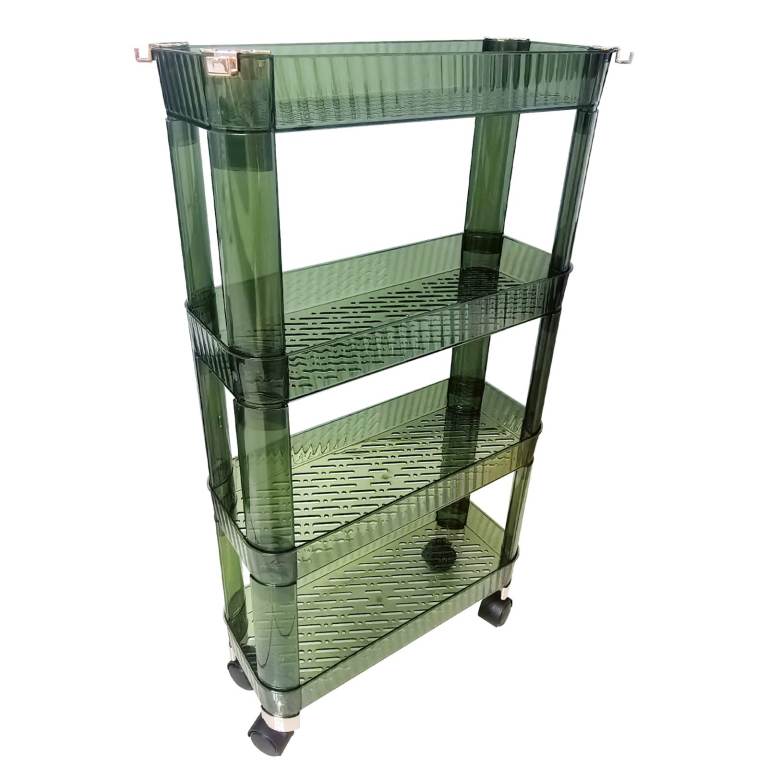 Stylish & Sturdy Green 4-Tier Storage Cart – Perfect for Home, Office, or Spa!